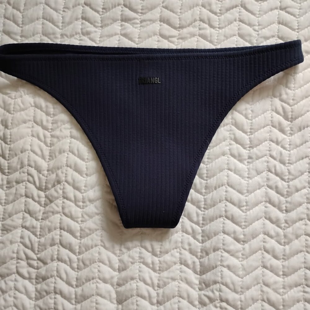 Bundle of 3 Triangl Women's Yellow Bikini Set Size Small with Navy Thong Bottom - Picture 7 of 9